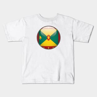 Grenada National Flag Glossy Button Kids T-Shirt